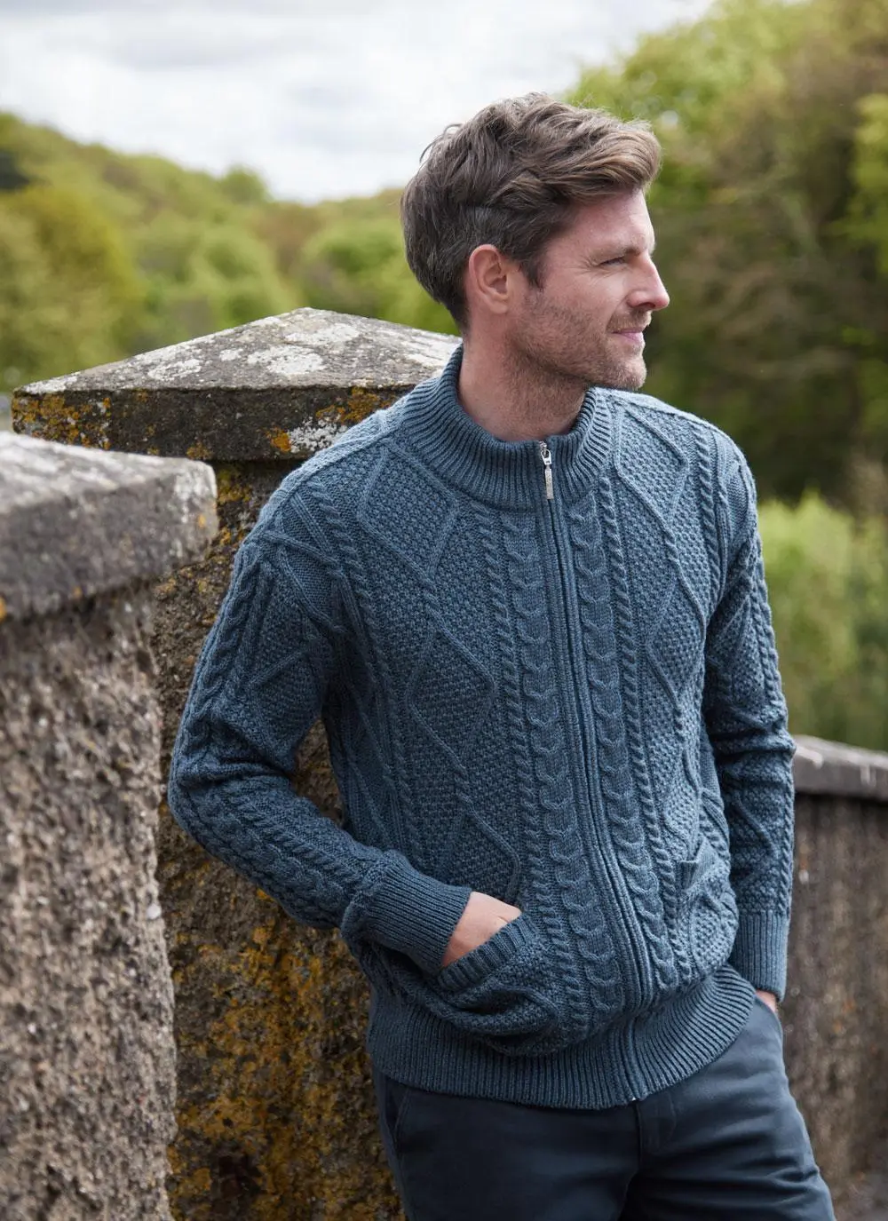 Denis Full Zip Aran Sweater